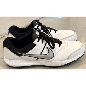 Nike Durasport 4 White Metallic Silver Black Golf Shoes 844551-100 Size 11.5 W